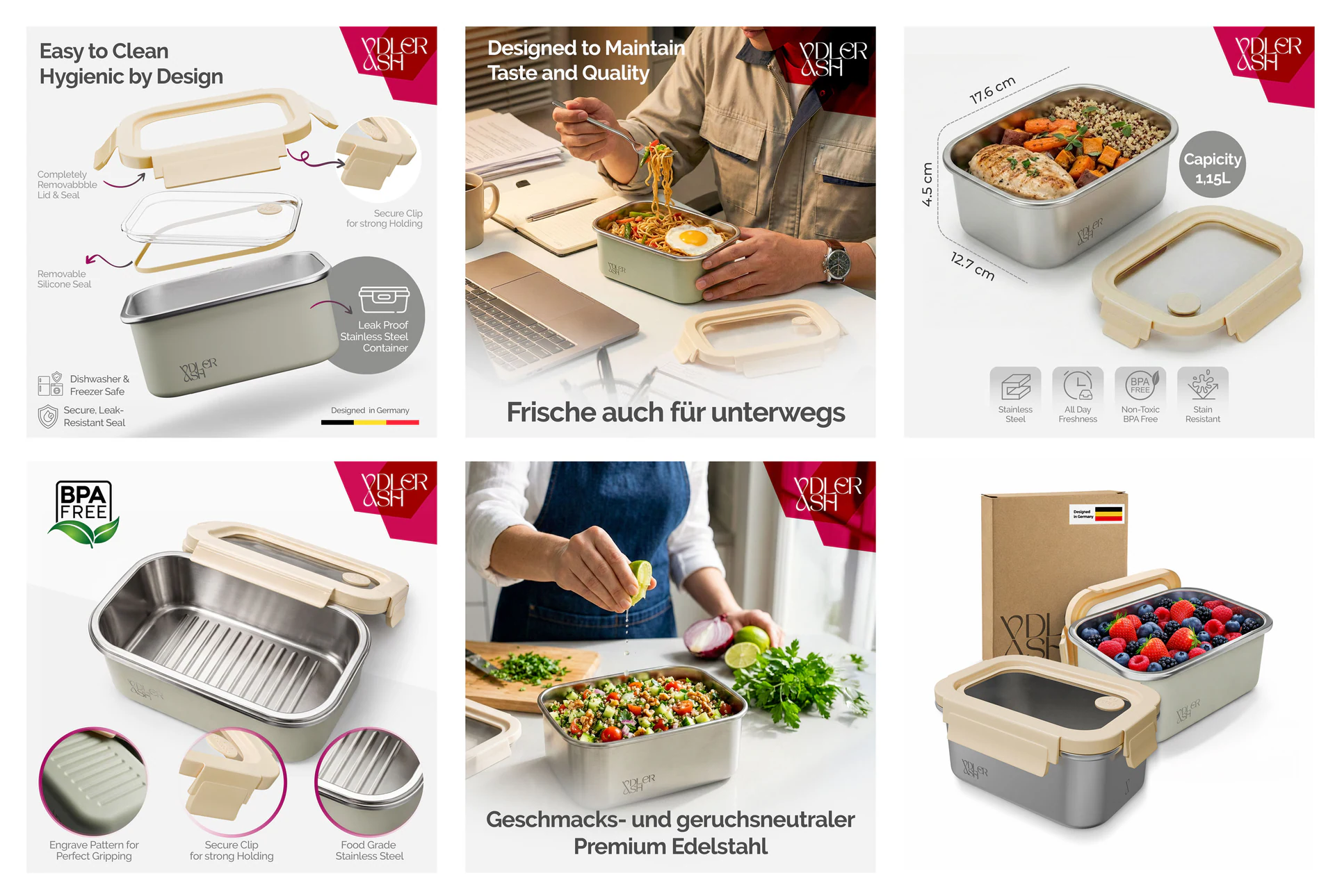 Stainless Steel Food Container Listing Design