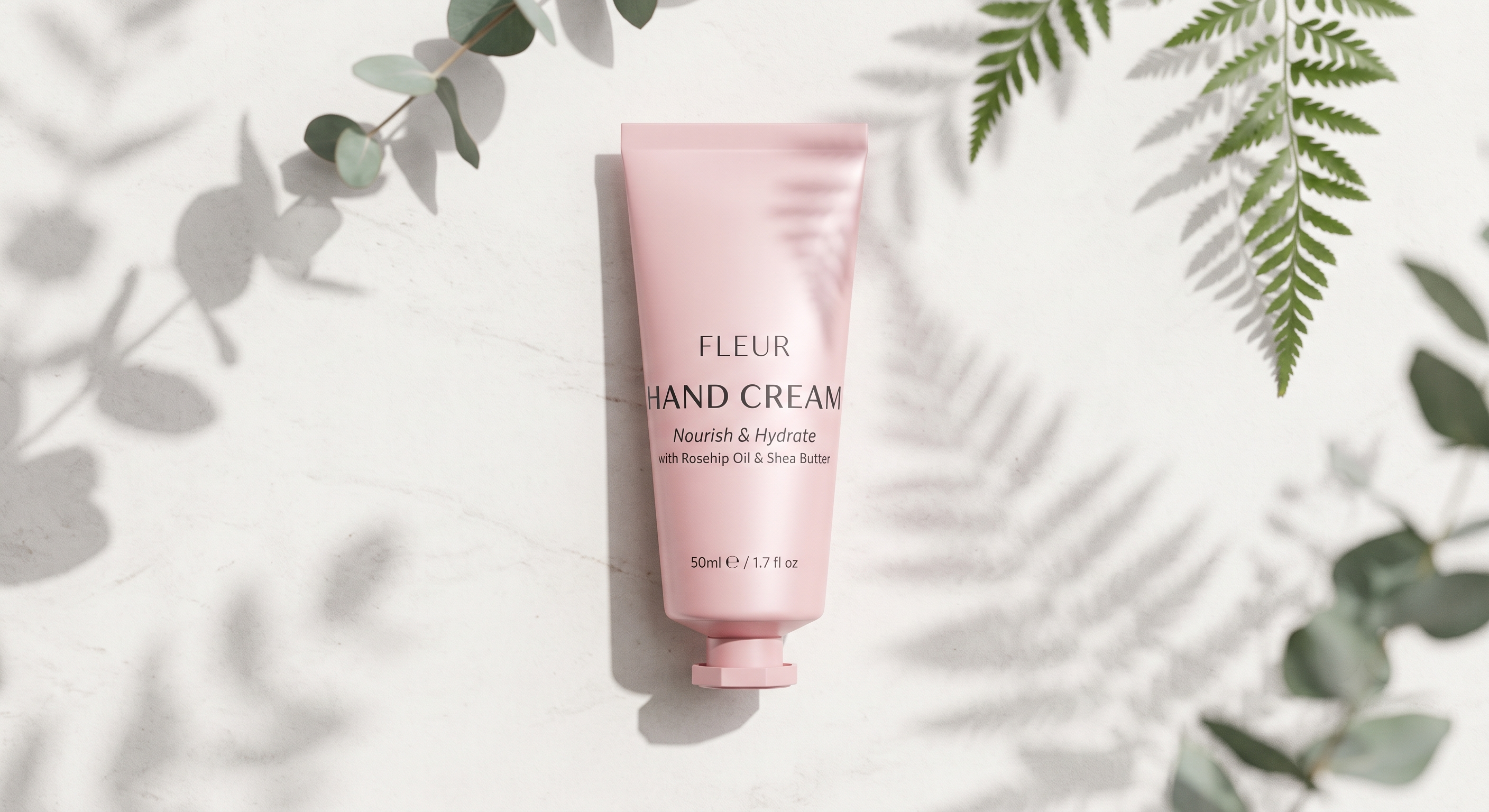 Pink matte hand cream cosmetic tube