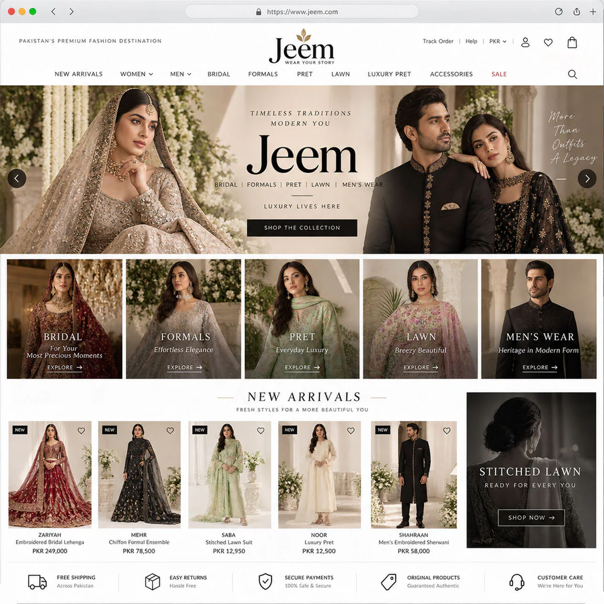 Jeem - Luxury Bridal and Pret Fashion E-Commerce Storefront Development