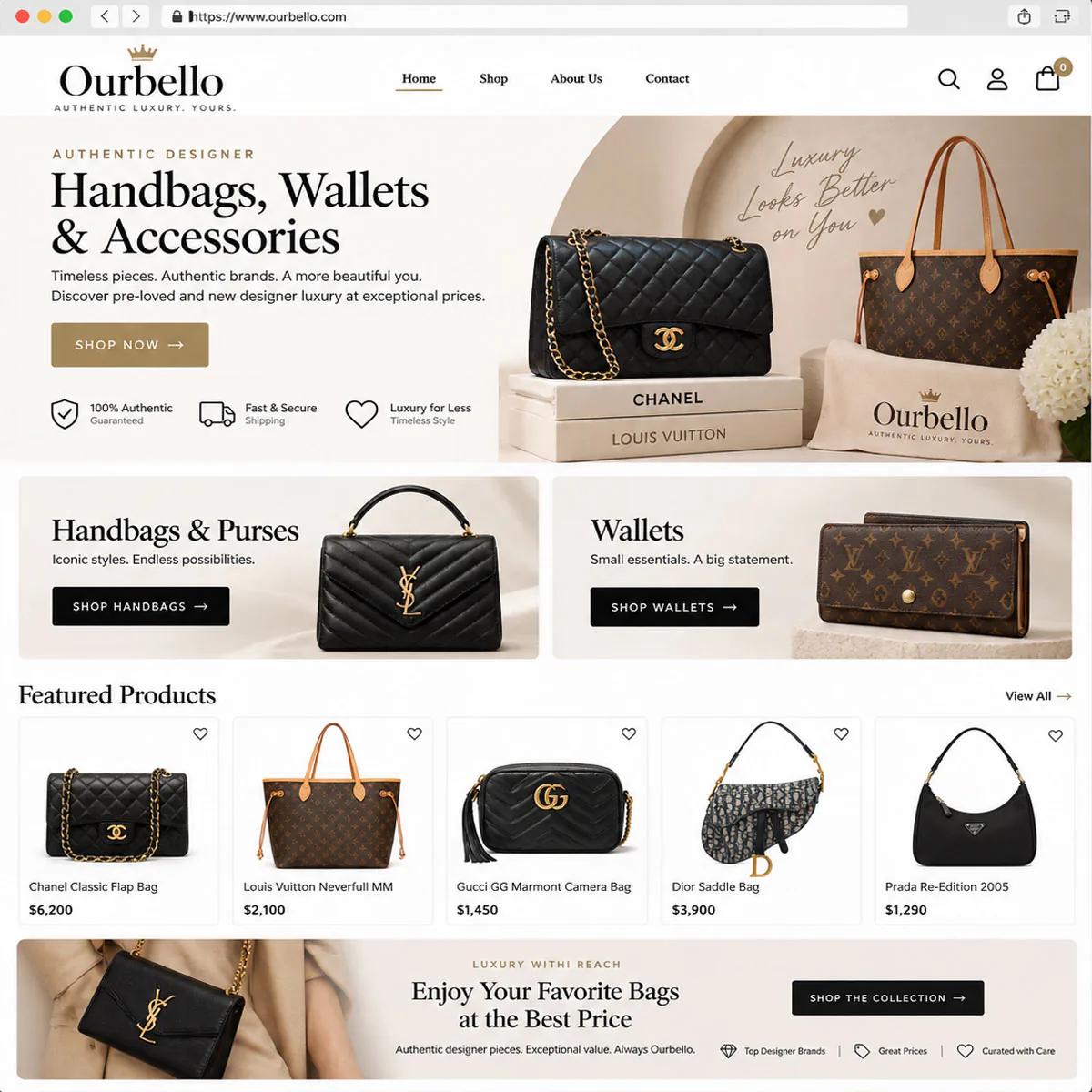 Ourbello - Authentic Designer Handbags and Luxury Goods E-Commerce Platform